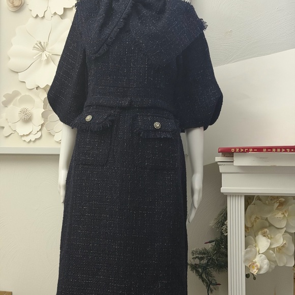 Dresses & Skirts - Classic Navy Tweed Women's Dress